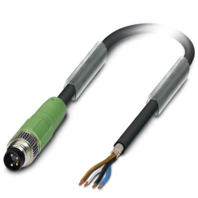 Phoenix Contact M8 Cordset; SAC-4P-M 8MS/ 1.5-PUR SH; Male Straight; 4-Pin; 4-Wire; Shielded 1.5m PUR Cable